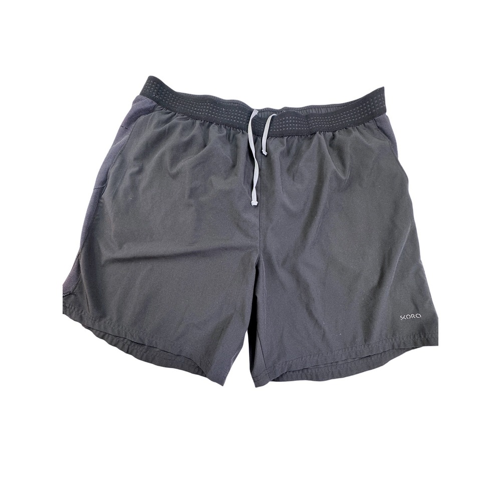 Skora Mens Black Quick-Dry Running Shorts XL Zipper Pocket Mesh Panels Athletic